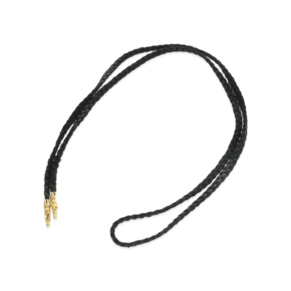 Chrome Hearts 22K Scroll Leather Blade Necklace "Yellow Gold"