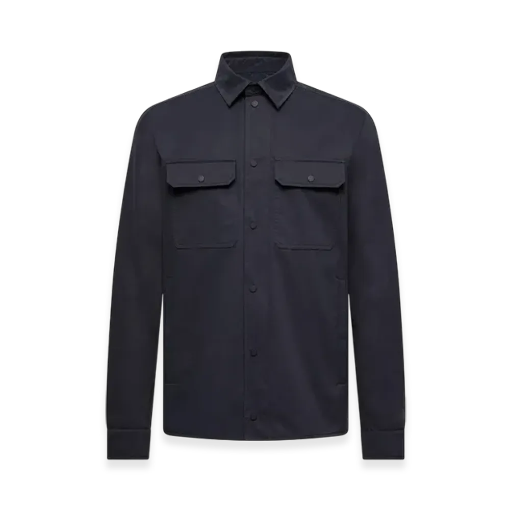 MONCLER Cotton Gabardine Long Sleeve Shirt "Navy Blue"