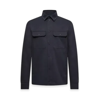 MONCLER Cotton Gabardine Long Sleeve Shirt "Navy Blue"