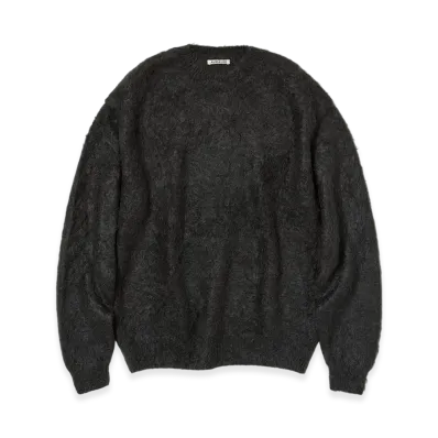 AURALEE Brushed Super Kid Mohair Knit P/O "Ink Black"