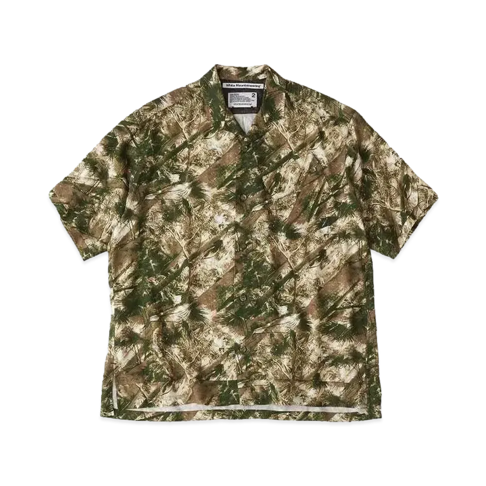 White Mountaineering JUNGLE PATTERN OPEN COLLAR S/S SHIRT "KHAKI"