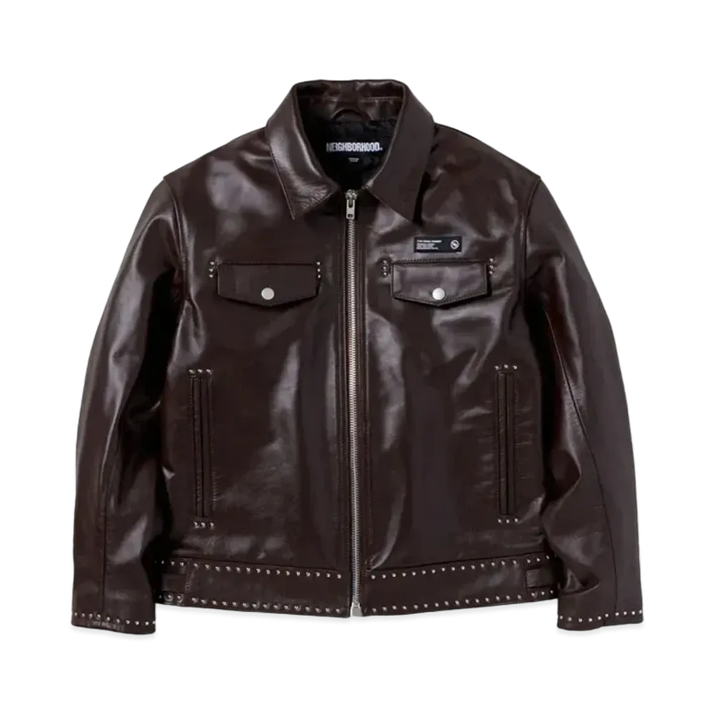 NEIGHBORHOOD Studs Single Leather Jacket "Brown"
