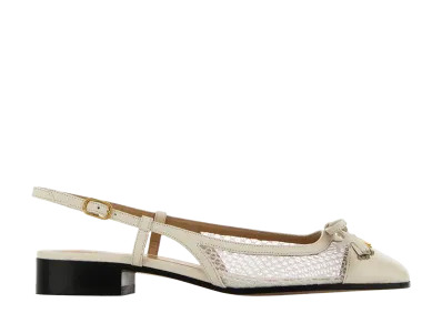 Valentino Garavani Women's Ivory Mesh And Leather Ballerinas "White"