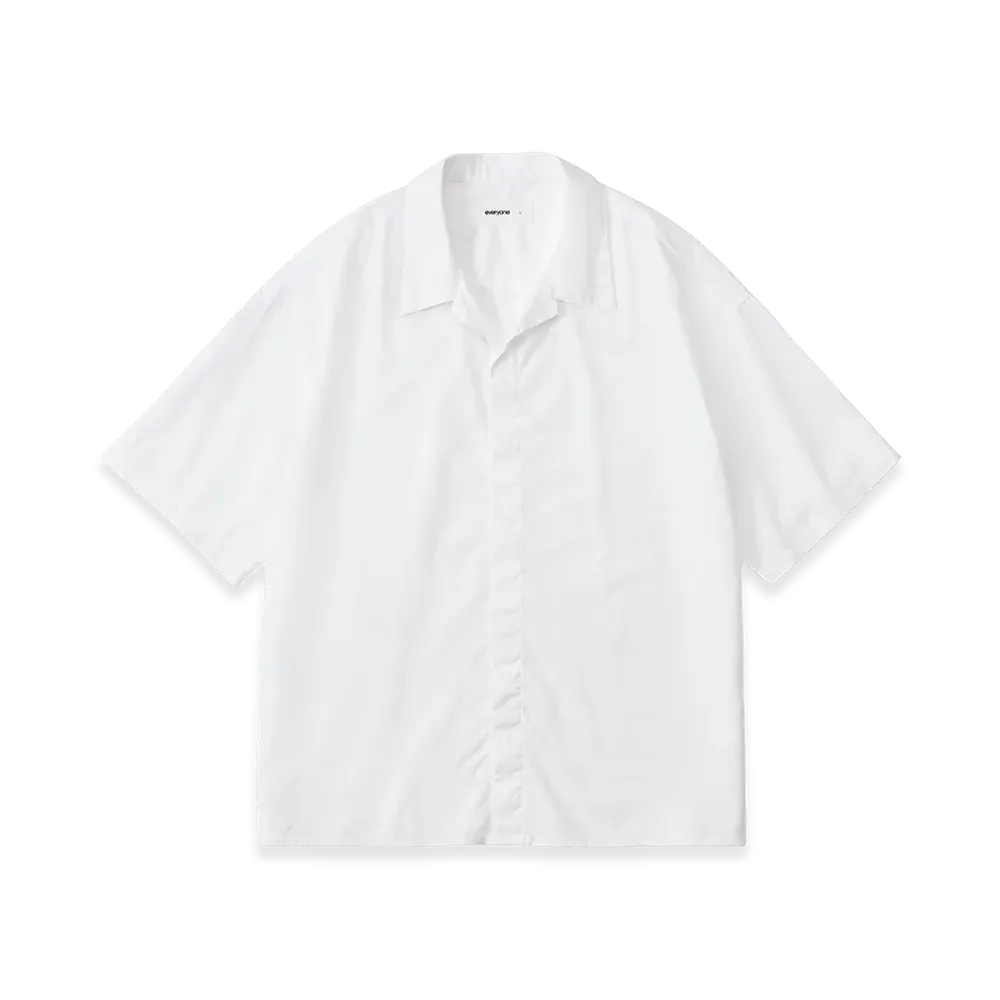 everyone Fly Front Open Collar Short Sleeve Shirt "White"