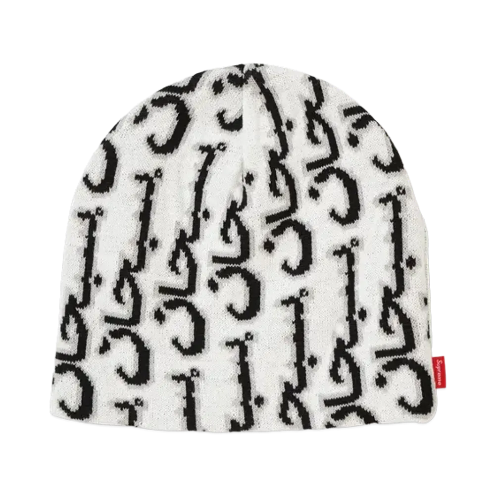 Supreme Arabic Jacquard Beanie "White"