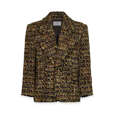 Saint Laurent Women's Single-Breasted Jacket In Tweed "Kaki"