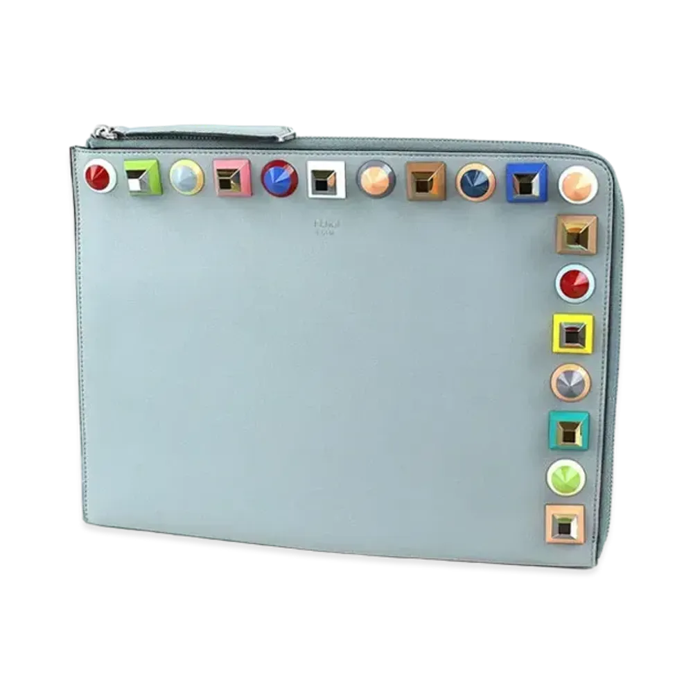 FENDI Multi Studs Clutch Bag "Gray"