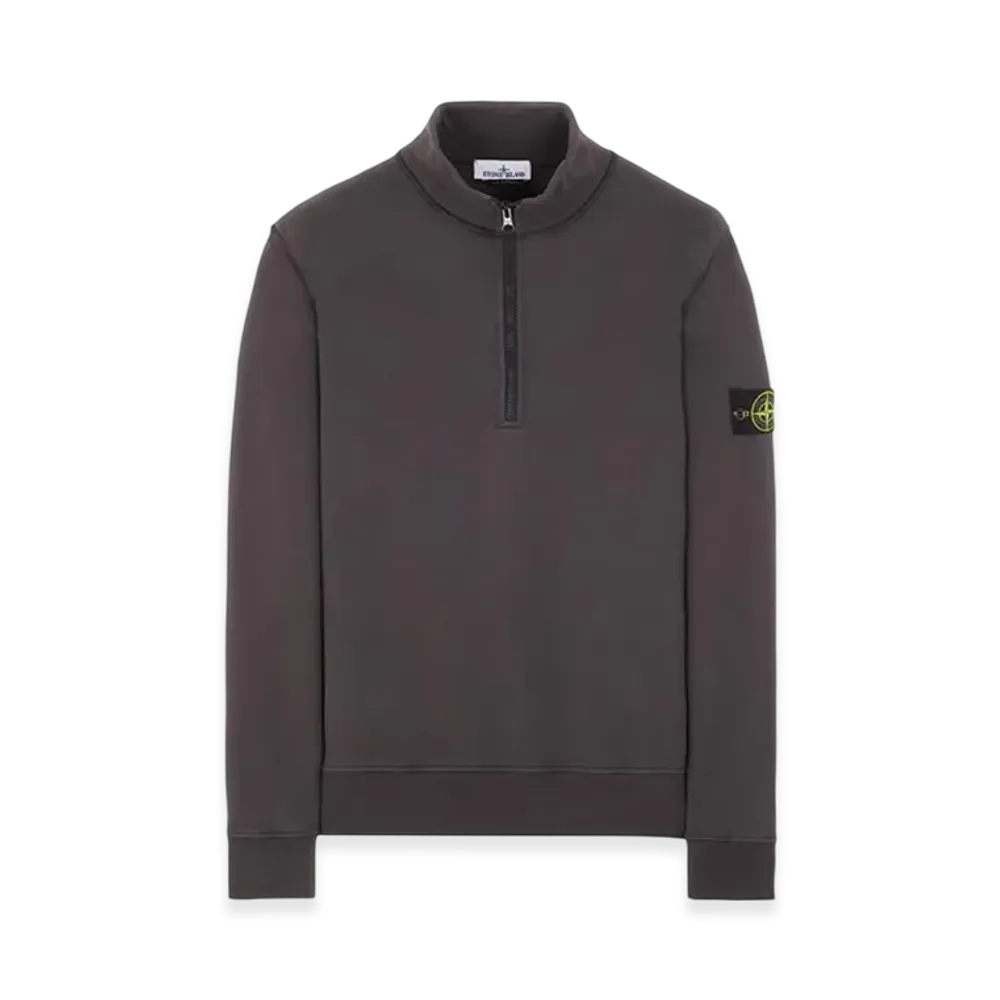 Stone Island 61951 Cotton Fleece Garment Dyed Half Zip Sweatshirt - 24SS "Steel Gray"