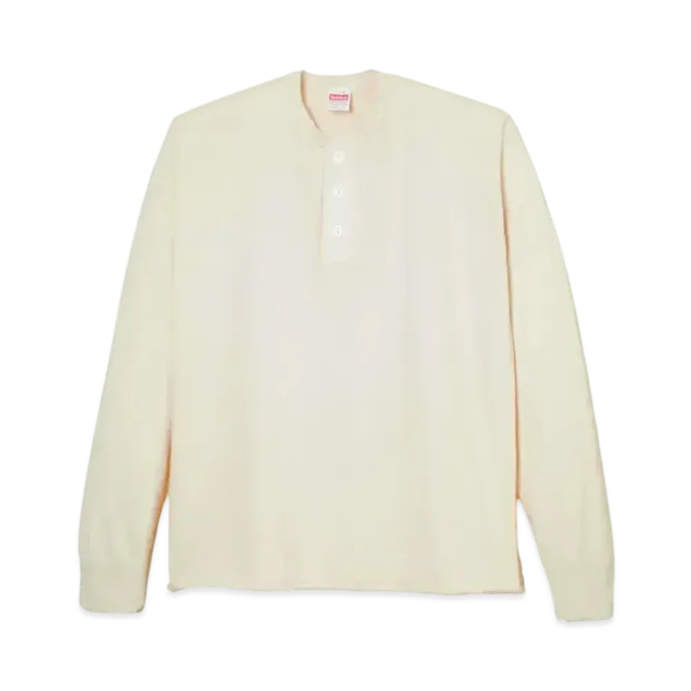 Healthknit Henley Neck Long Sleeve T-Shirt "Natural"