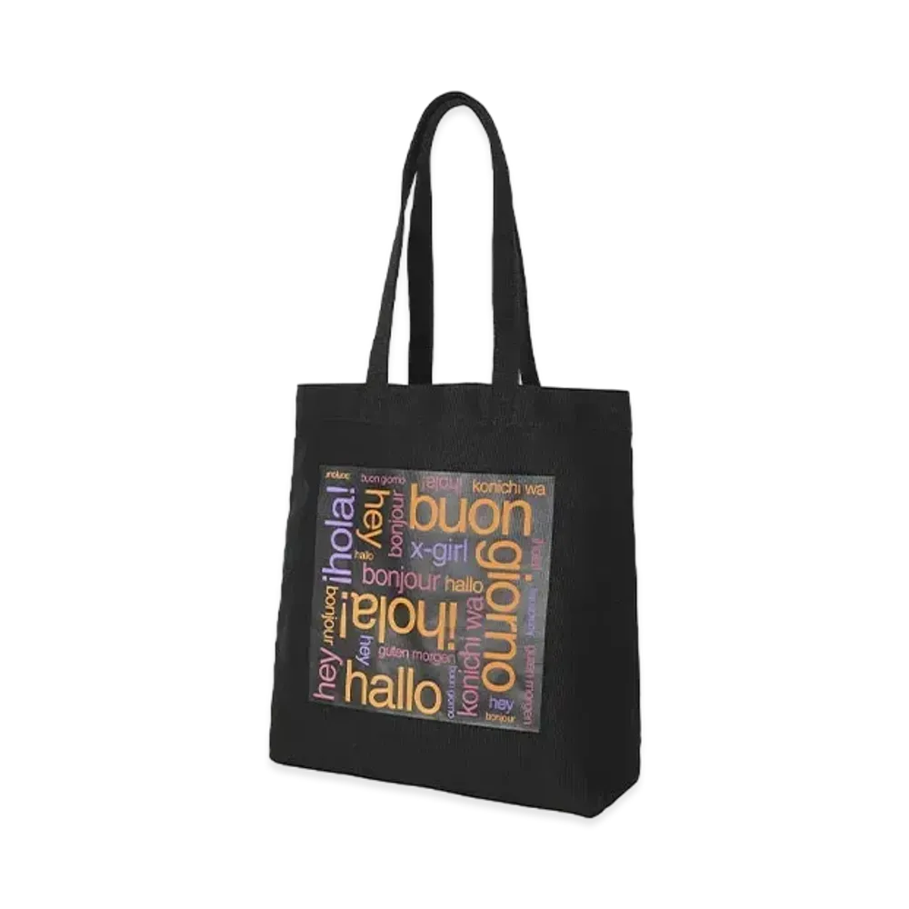X-Girl Bonjour Logo Canvas Tote Bag "Black"