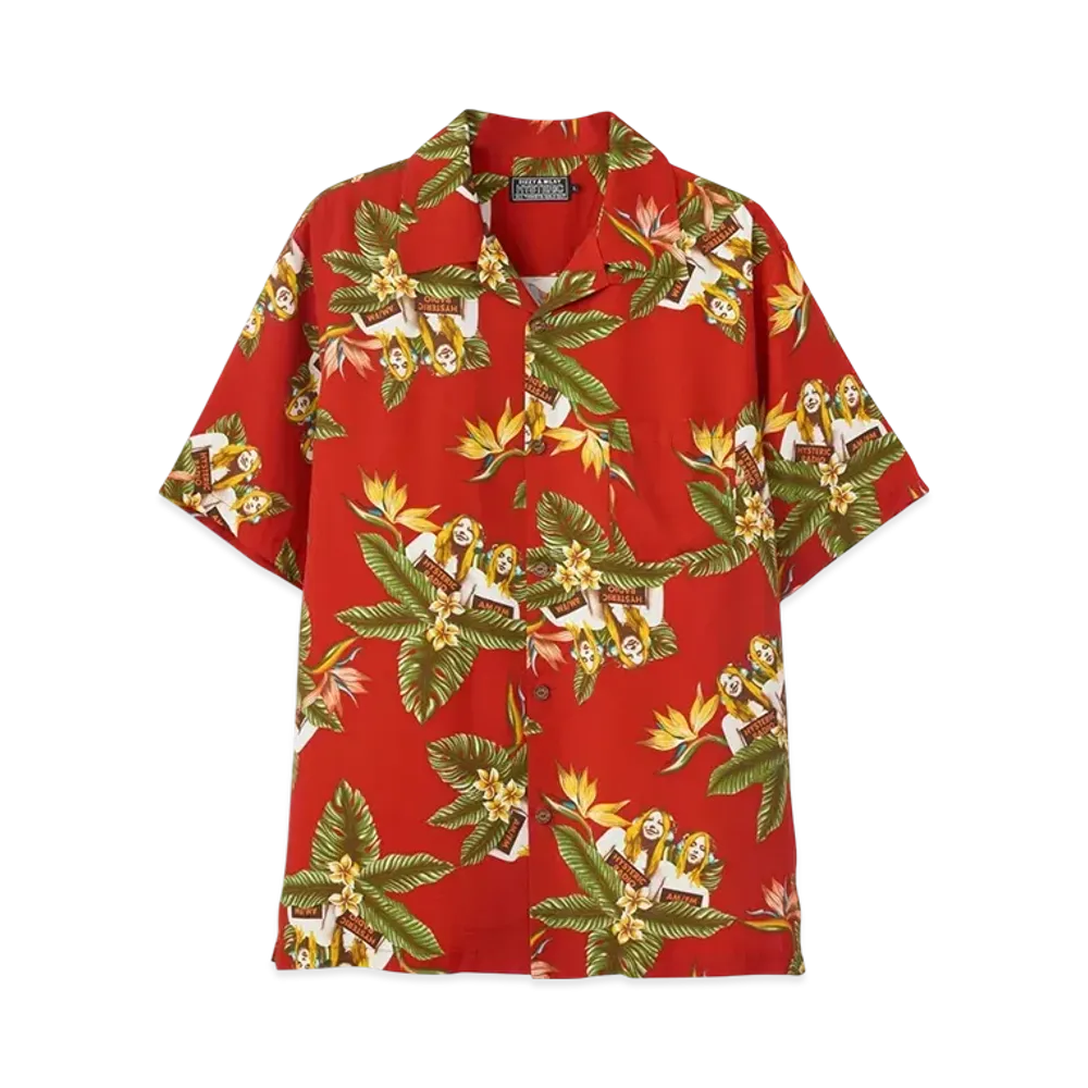 HYSTERIC GLAMOUR Tropic Channel Pattern Open Collar Shirt "Black"