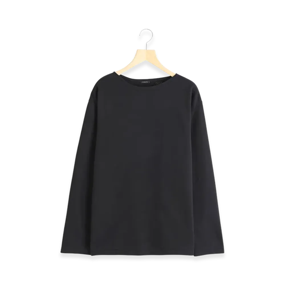 COMOLI Cotton Boat Neck "Black"