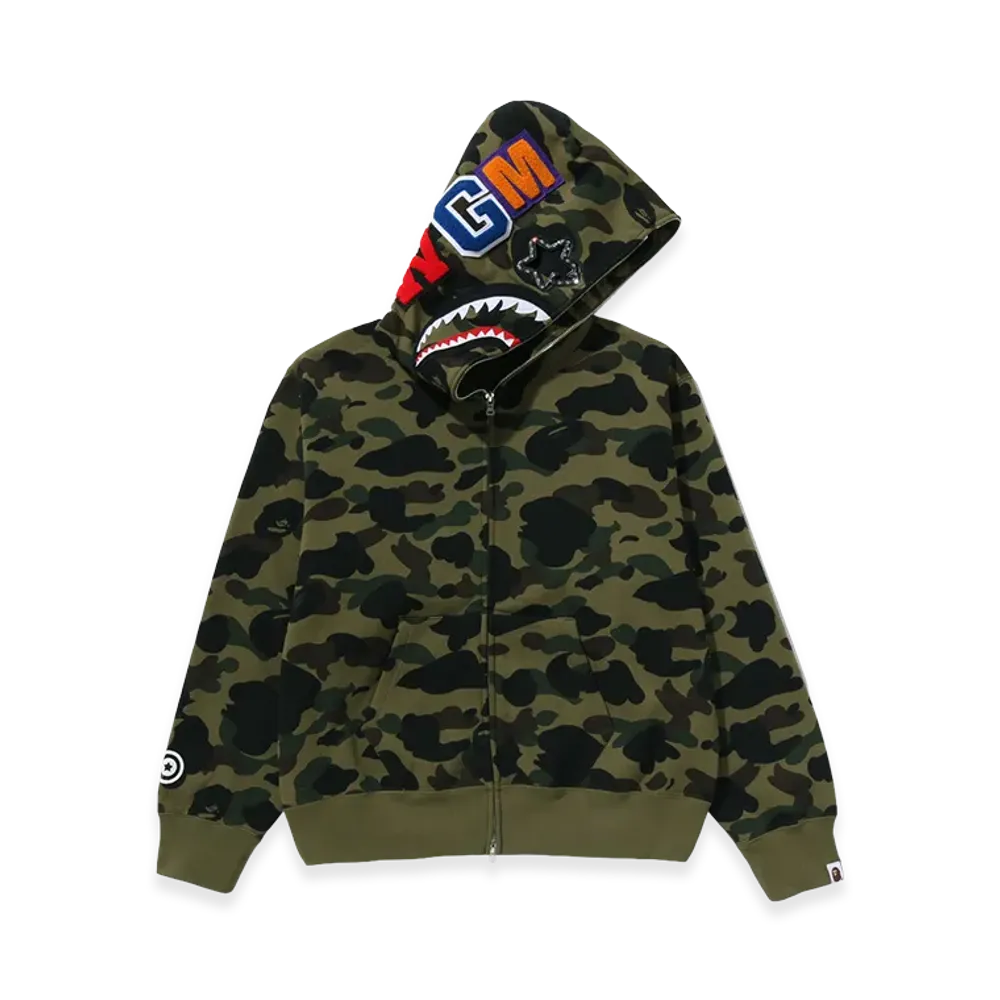 A BATHING APE 1st Camo Shark Full Zip Hoodie "Green"