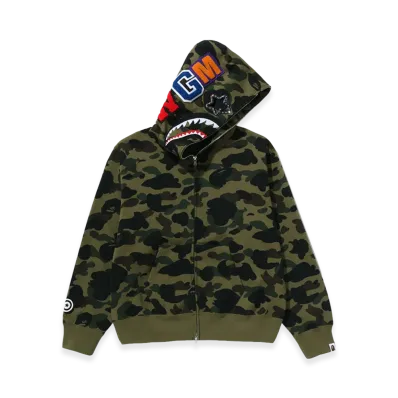 A BATHING APE 1st Camo Shark Full Zip Hoodie "Green"