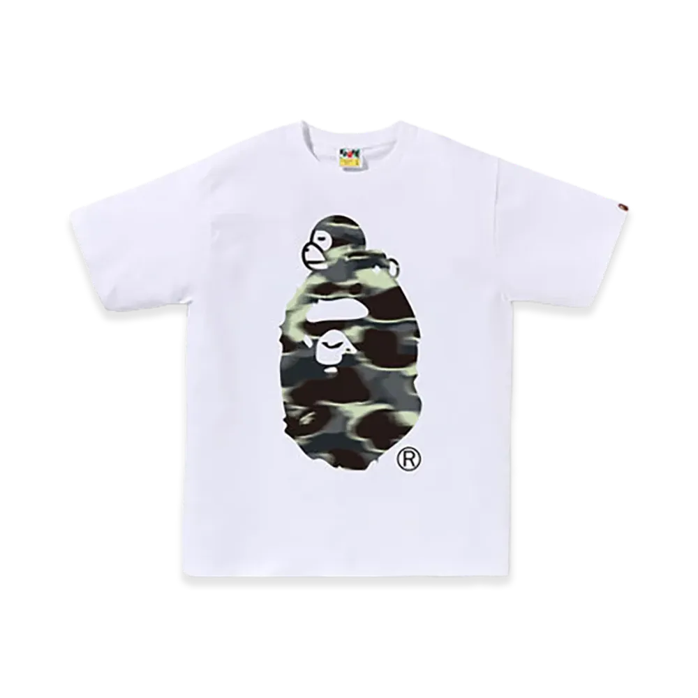 A BATHING APE Screen Camo Milo On Big Ape Tee "White/Black"