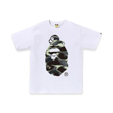 A BATHING APE Screen Camo Milo On Big Ape Tee "White/Black"