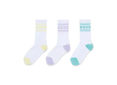 GOD SELECTION XXX Socks (3Piece 1Pack) GX-S26-SO-01 "Yellow/Purple/Green"