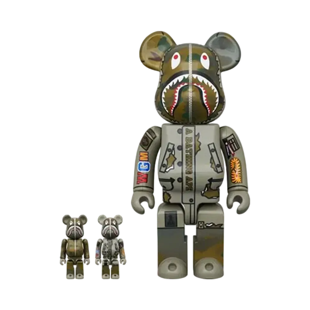 Bearbrick x Bape x Alpha Camo Shark 2023 100% & 400%