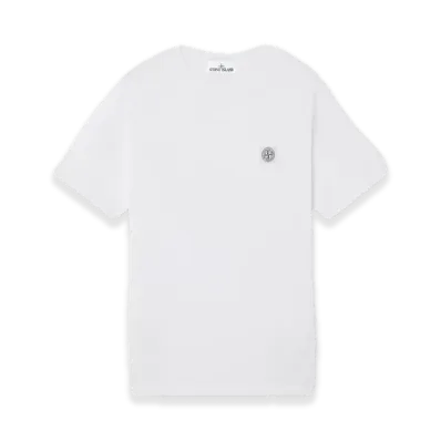 Stone Island 2100237 Organic Cotton Jersey 'Fissato' Effect "White"