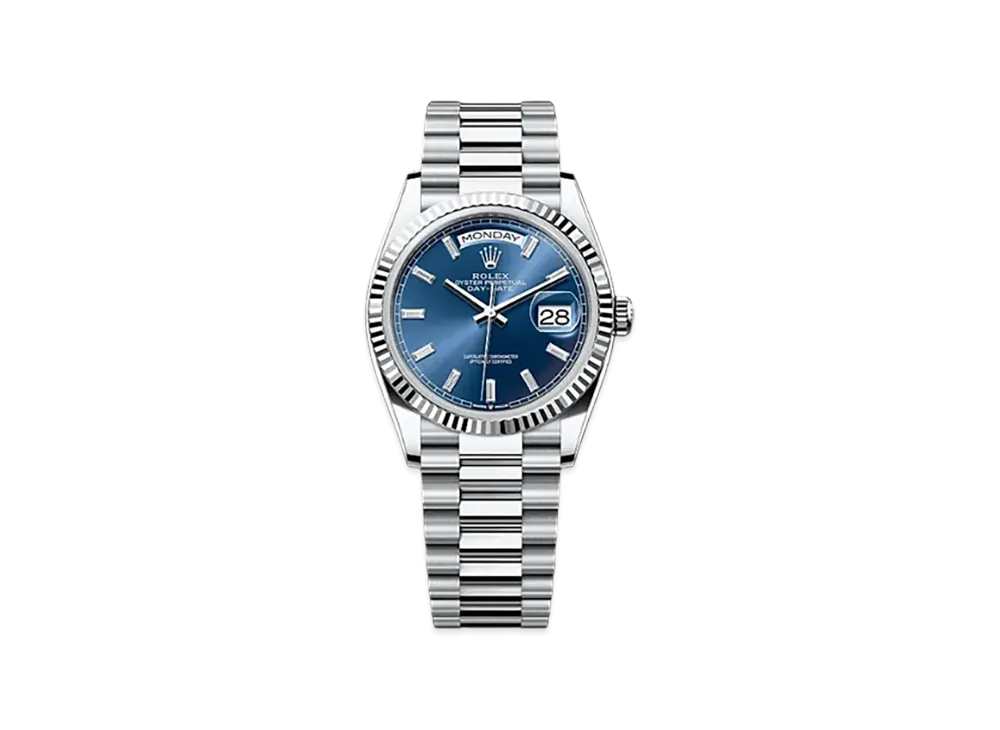 ROLEX Day-Date 36mm Platinum 128236 "Bright Blue"