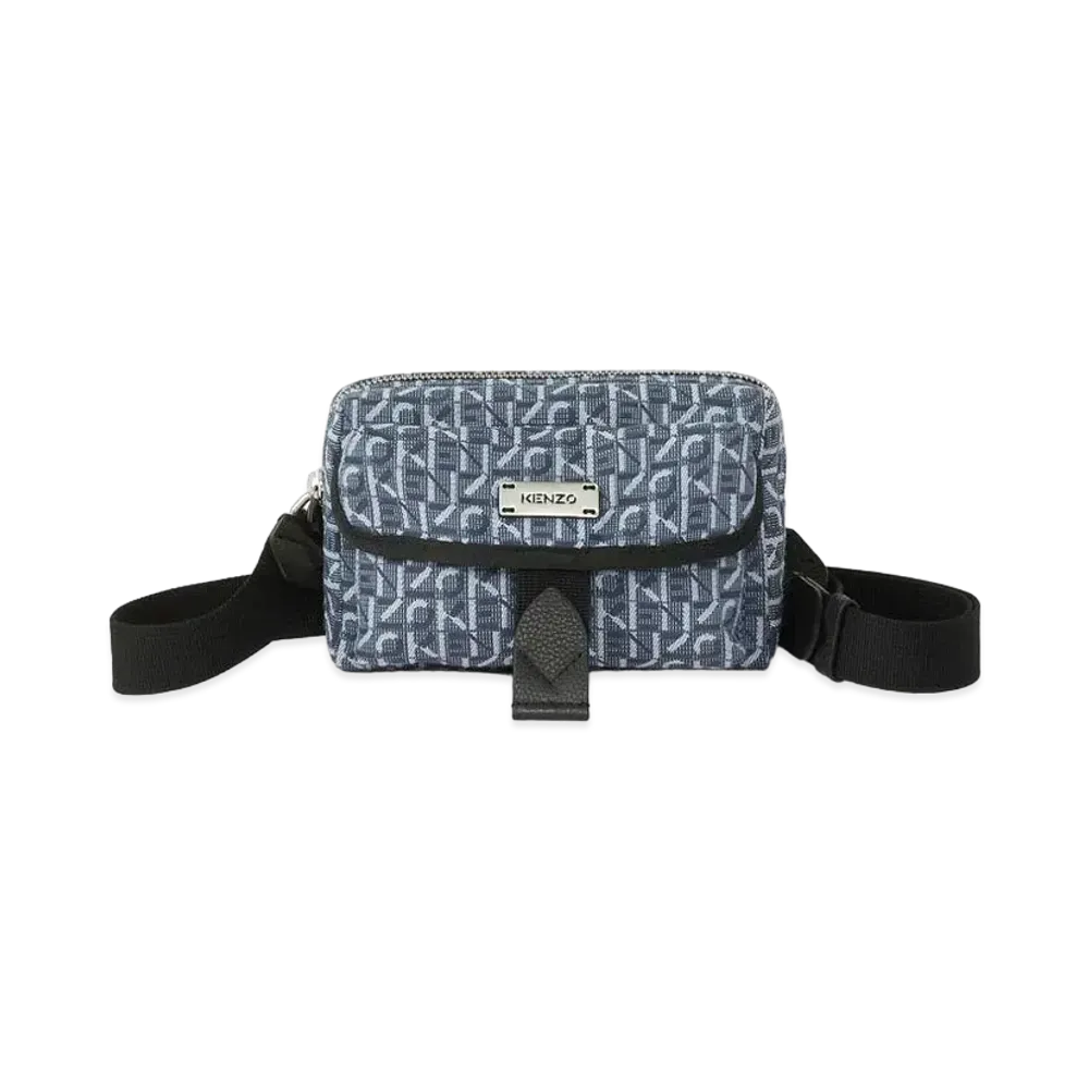 KENZO Jacquard Weave Mini Shoulder Bag Courier "Navy Blue"