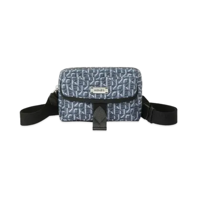 KENZO Jacquard Weave Mini Shoulder Bag Courier "Navy Blue"