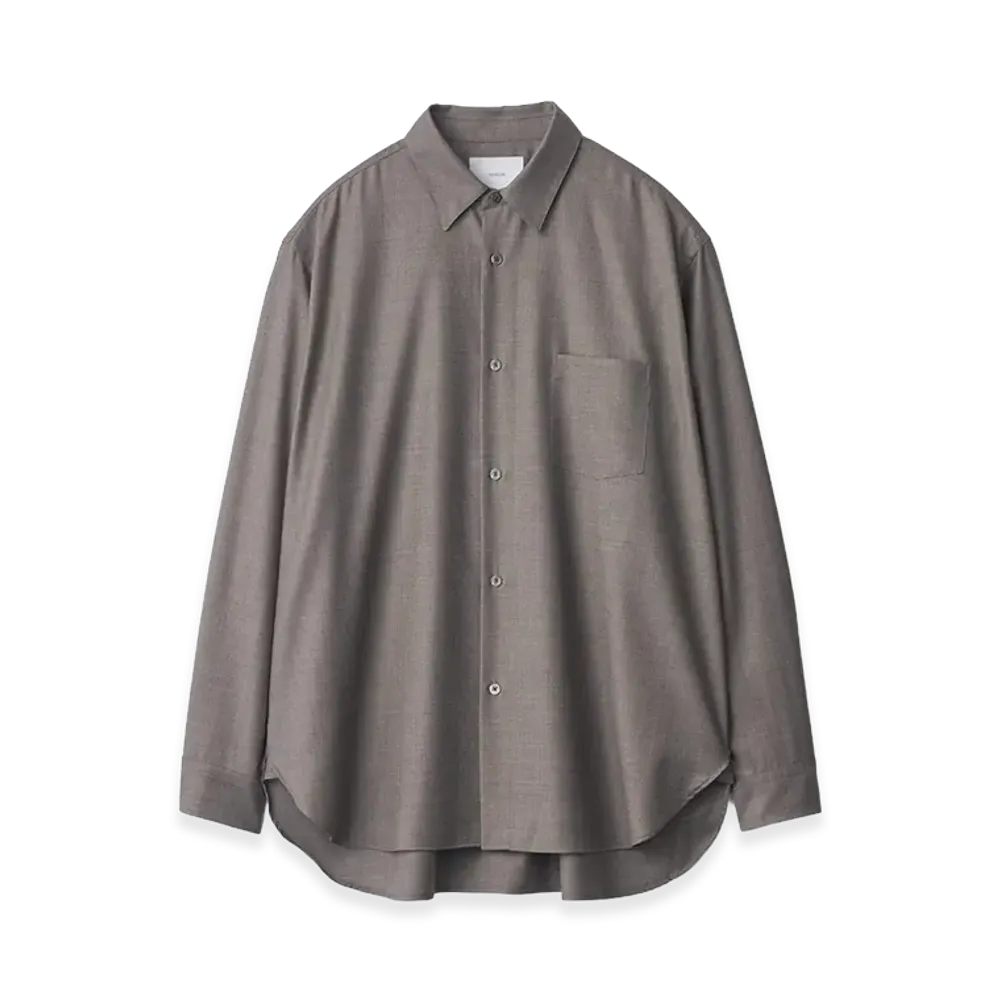 ssstein Extra Fine Wool Oversized Regular Collar Shirt "Greige"