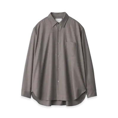 ssstein Extra Fine Wool Oversized Regular Collar Shirt "Greige"