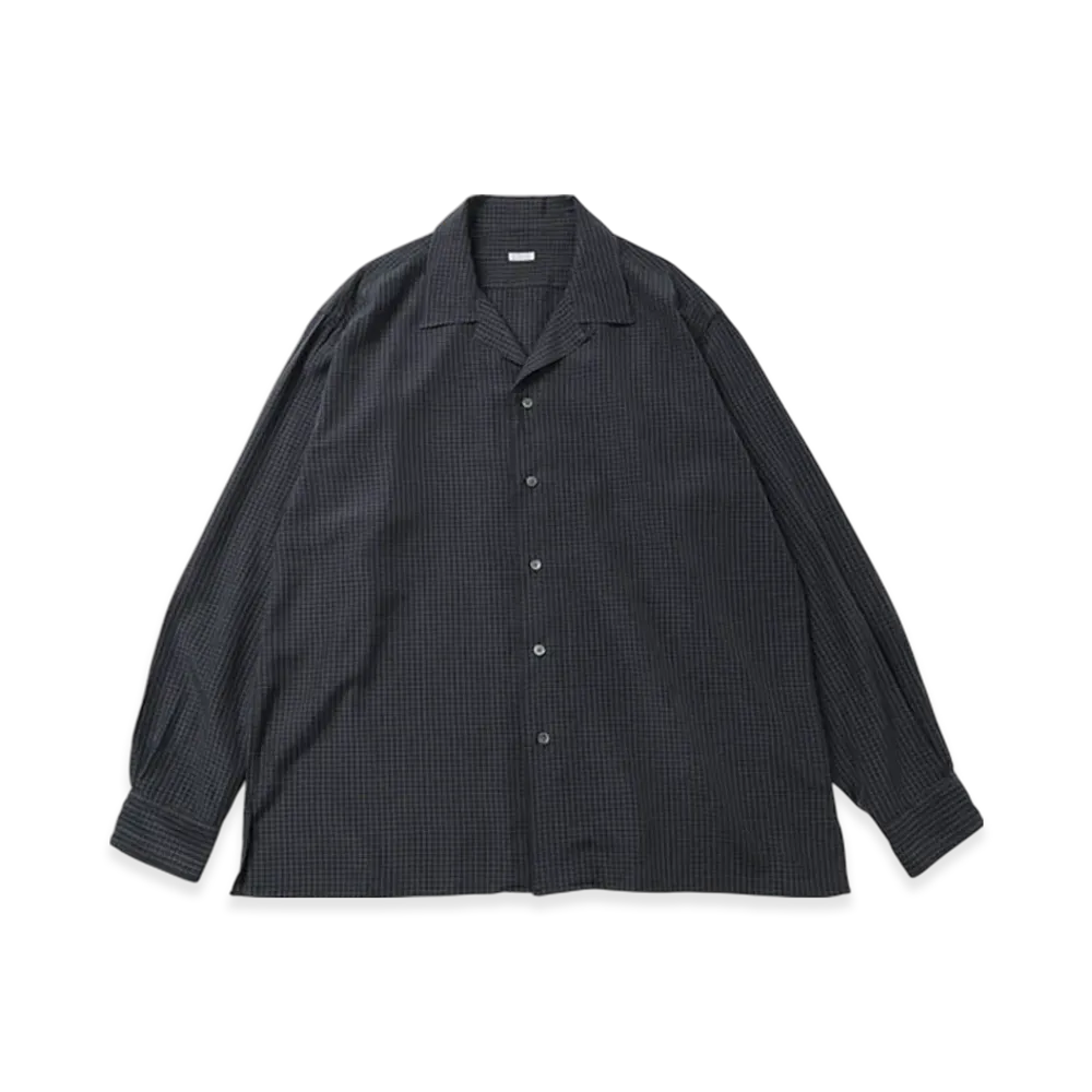 A.PRESSE Silk Rayon Open Collar L/S Shirt "Graph Check"