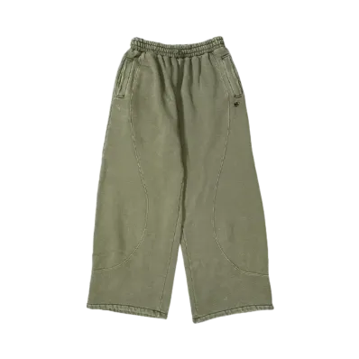 HTH Vintage Curve switching sweat pants "KHAKI"