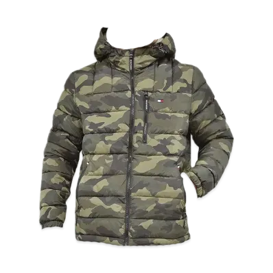 TOMMY HILFIGER Boa Hooded Big Letter Batting Puff Blouson Us Model American Casual Puff Jacket "Camo"