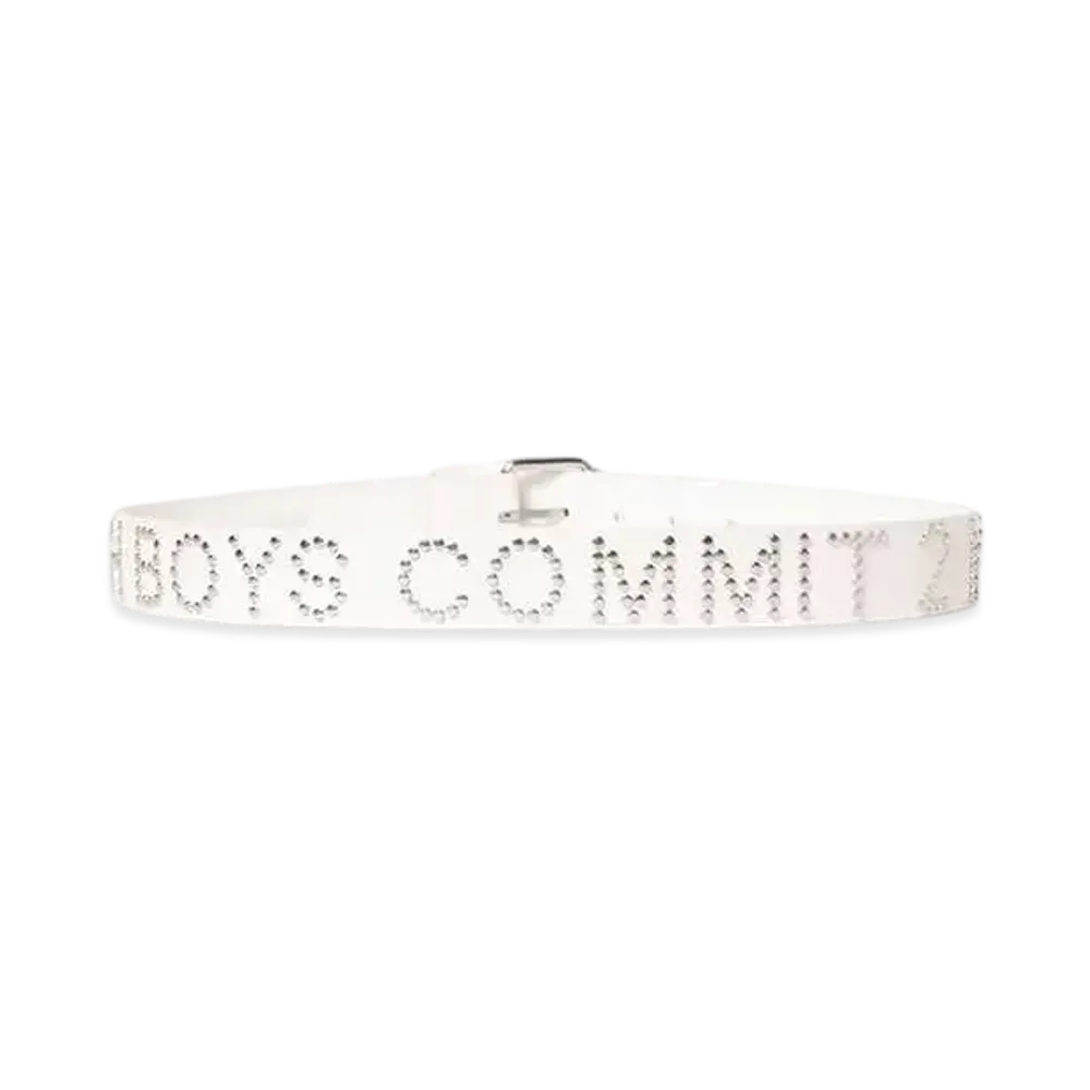 BlackEyePatch Commitment Studded Leather Belt "White"