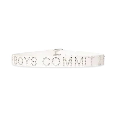 BlackEyePatch Commitment Studded Leather Belt "White"