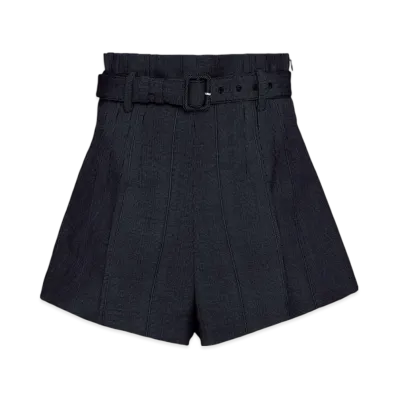 PRADA Women's Pinstripe Wool Shorts "Navy"