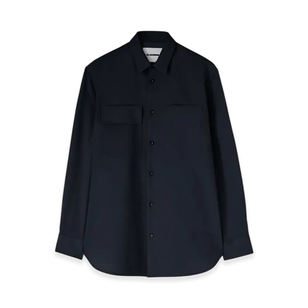 Jil Sander Lightweight Wool Gabardine Shirt "Navy"