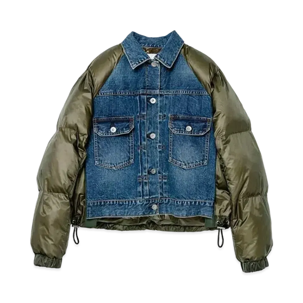 sacai Denim x Nylon Taffeta Puffer Blouson "Blue"