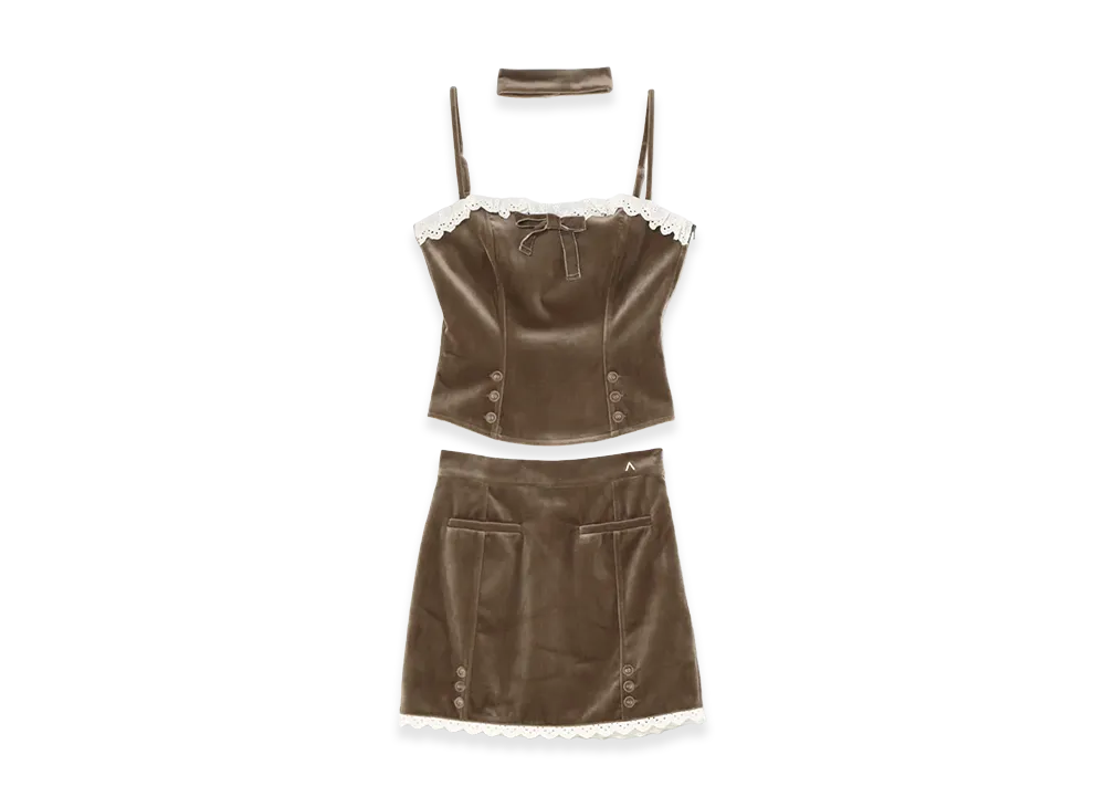 ANDMARY Women's Camila Velours Lace Set Up "Brown"