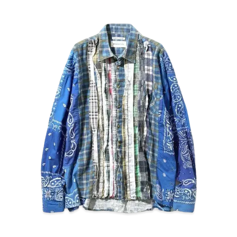 Needles x MIYAGIHIDETAKA FLANNEL SHIRT -> RIBBON WIDE SHIRT "Blue"