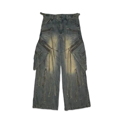 SURGERY oblique cargo jeans "TIN BLUE"
