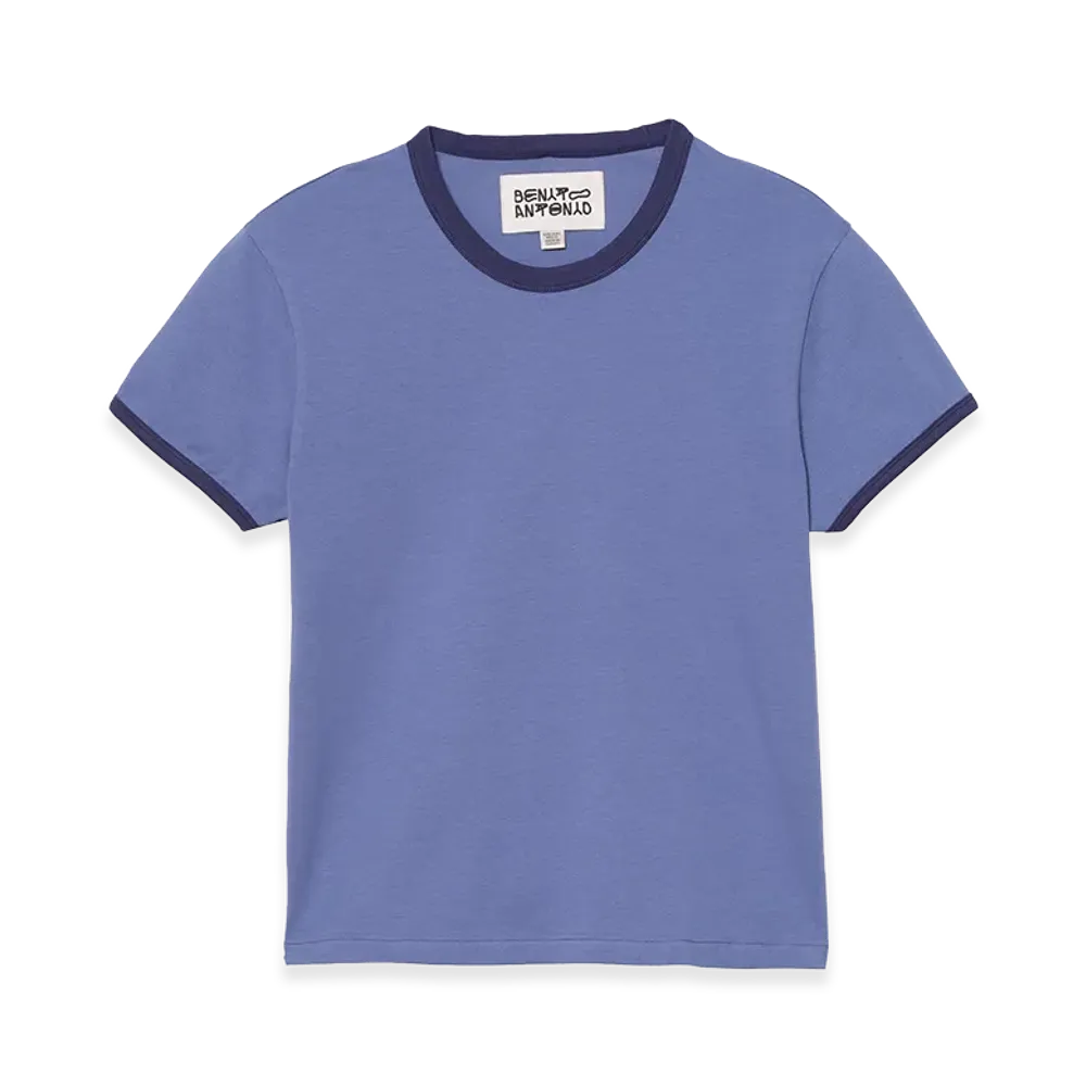 ZARA x Bad Bunny Benito Antonio Contrast Rib Slim Fit Tee "Blue"
