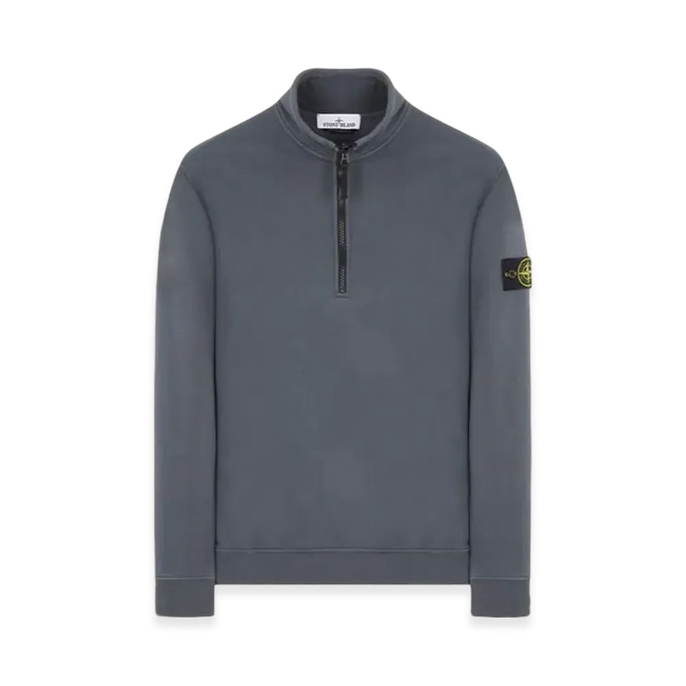 Stone Island 62720 Brushed Cotton Fleece Garment Dyed Half Zip Up Sweatshirt - 23FW "Lead"