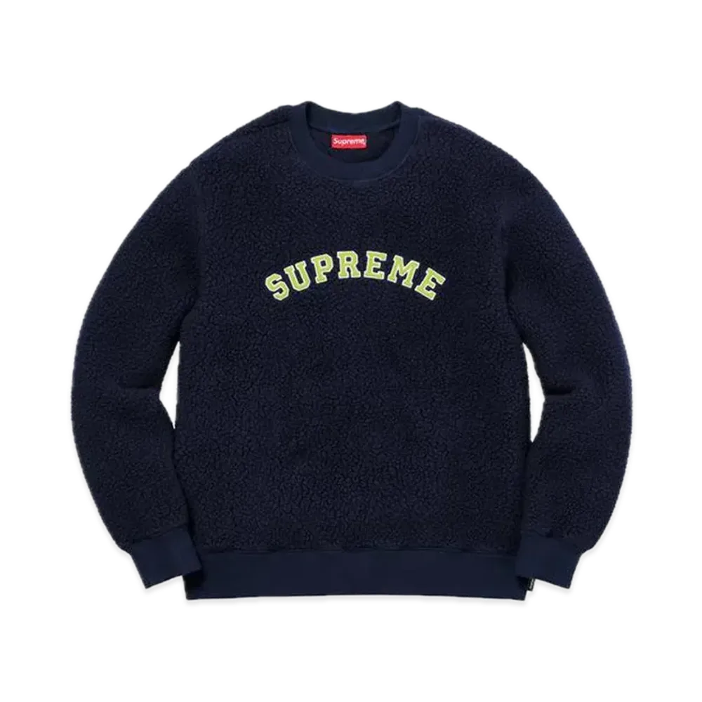 Supreme Polartec Deep Pile Crewneck "Navy"
