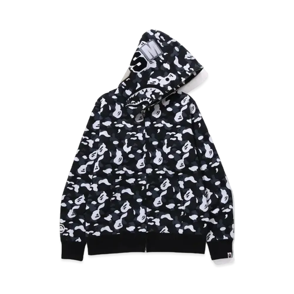 A BATHING APE x Dover Street Market Camo Shark Full Zip Hoodie "Black"
