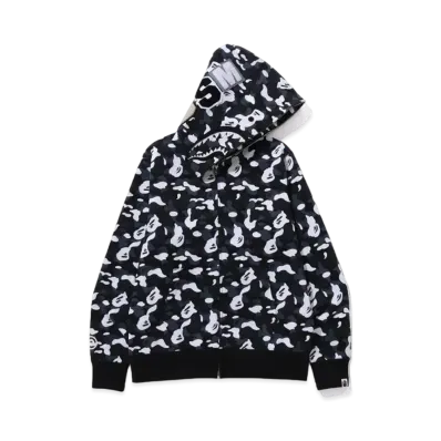 A BATHING APE x Dover Street Market Camo Shark Full Zip Hoodie "Black"