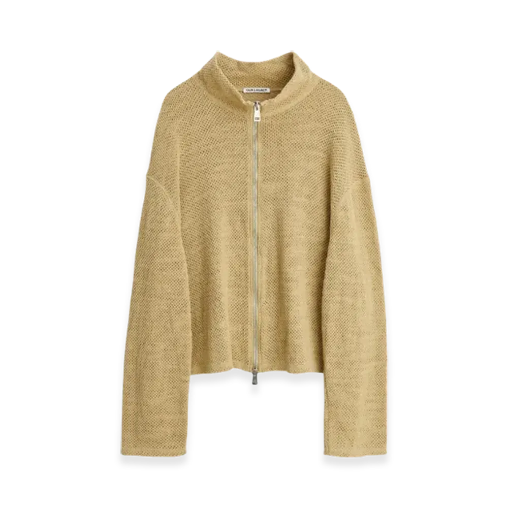 OUR LEGACY Shrunken Full Zip Polo Rope Weave "Beige"