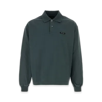 PRADA Cotton Long Sleeve Polo Shirt "Green"