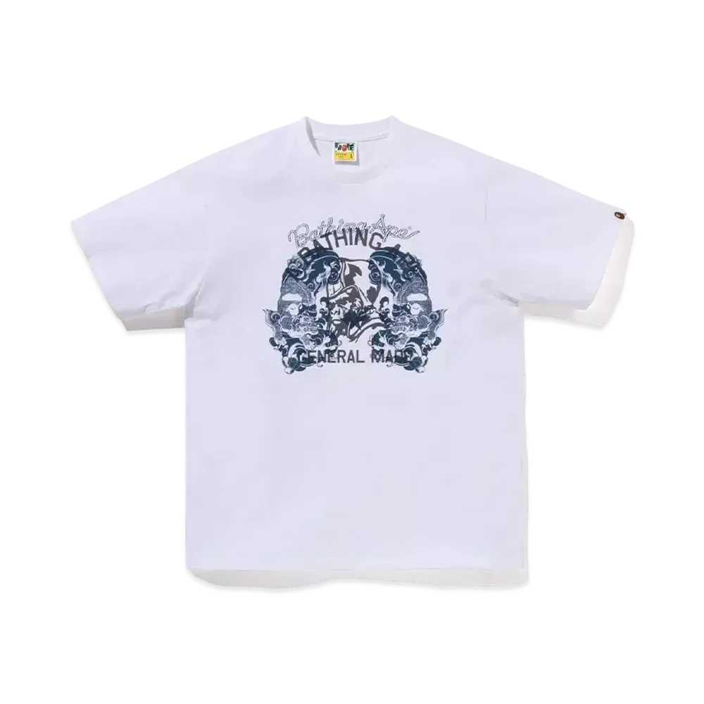 A BATHING APE Japanese Tattoo On General Tee "White"