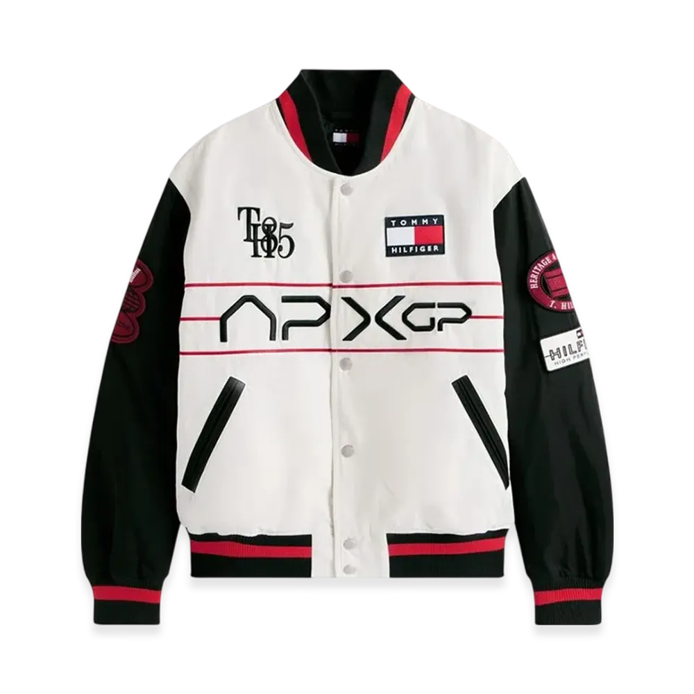 TOMMY HILFIGER APXGP F1 Movie Satin Varsity Jacket "White"