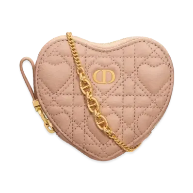 Dior Caro Heart Pouch With Chain Cannage Calfskin With Heart Motif "Pink"