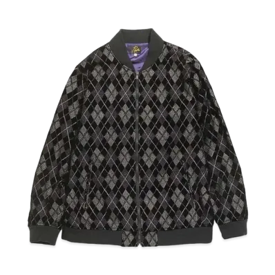 Needles B.B. JACKET - ARGYLE EMB. VELVET "Black"